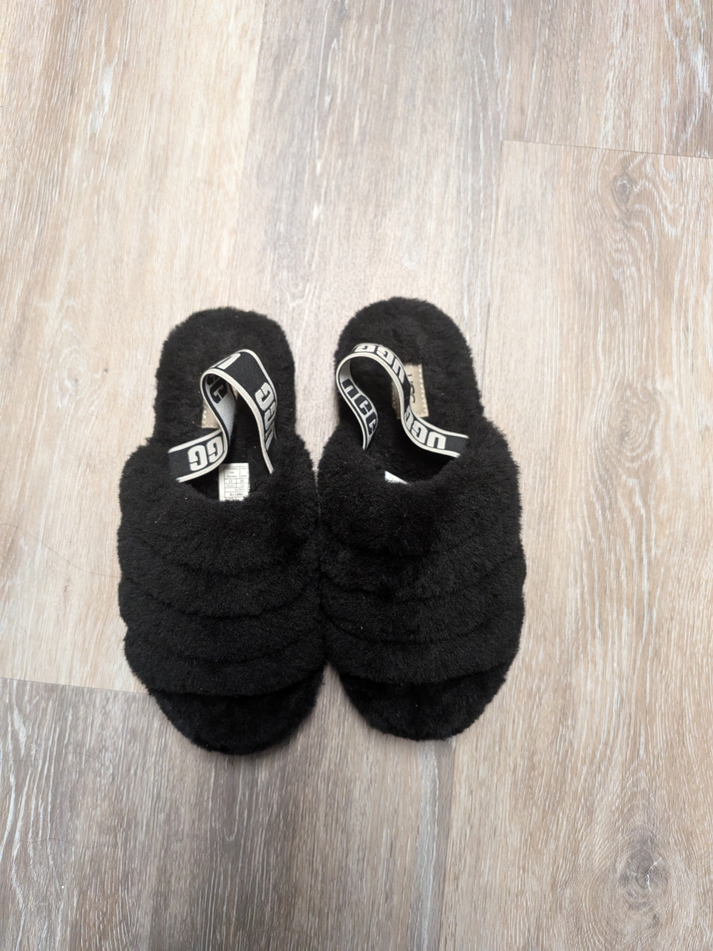 UGG Black Fuzzy Slingback Slide - Women
